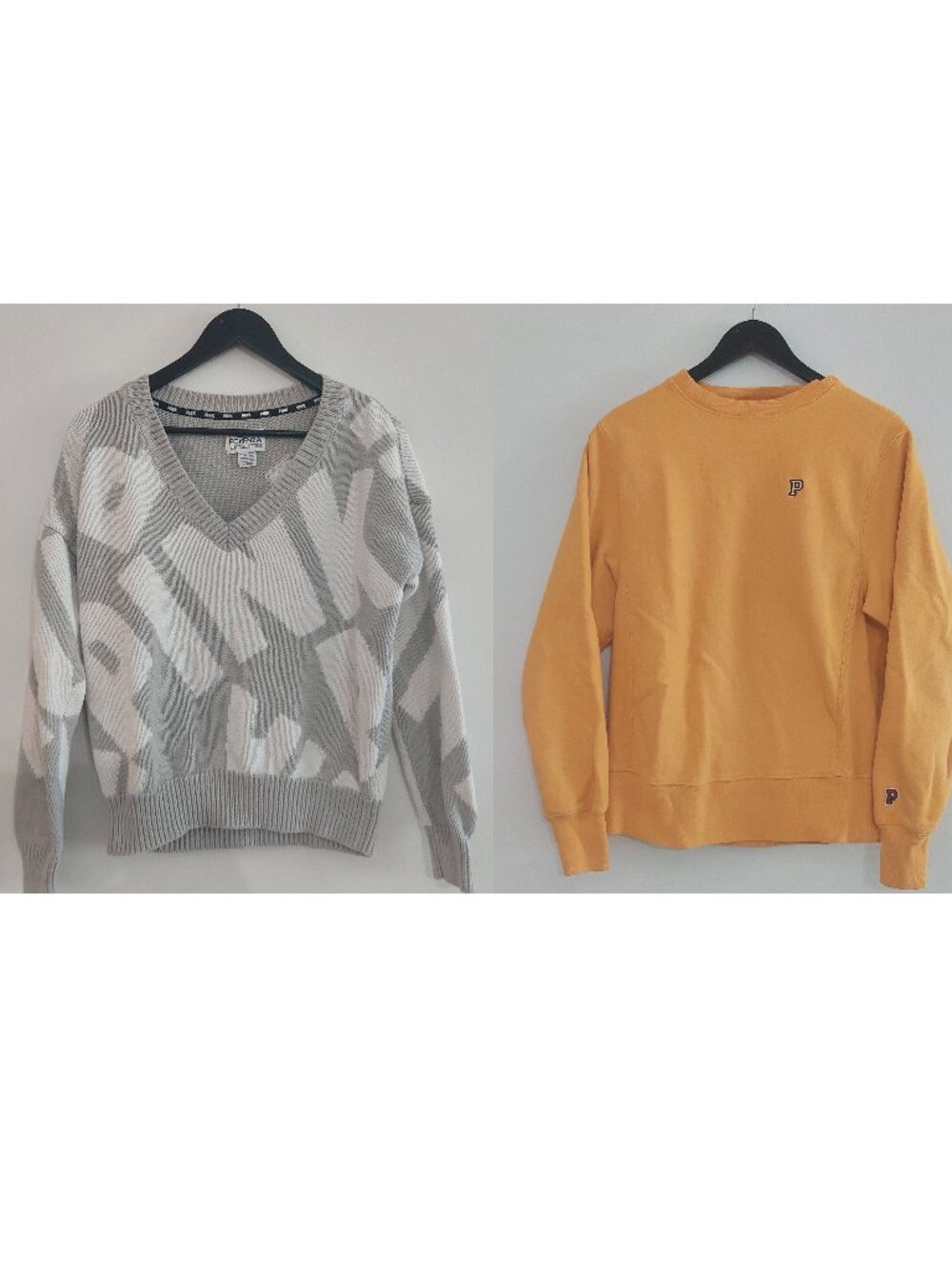 Victoria Secret Love Pink Lot Sz Small Mustard Yellow Sweatshirt Forenza Sweater
